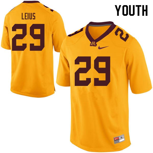Youth #29 Jack Leius Minnesota Golden Gophers College Football Jerseys Sale-Gold